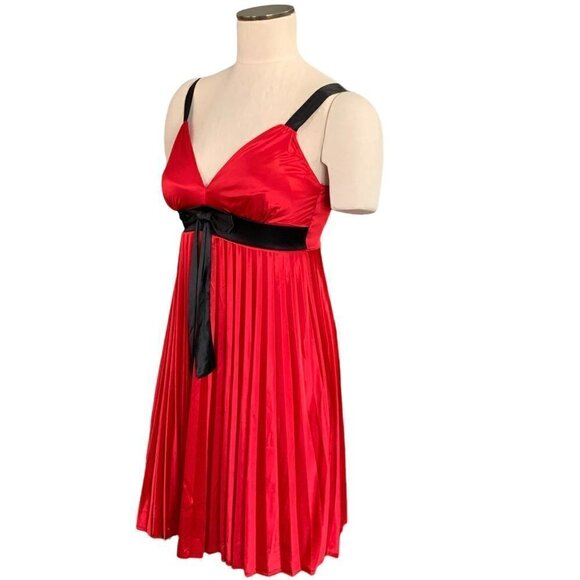 VTG Jodi Kristopher Pleated Cocktail Party Dress Sz S Red & Black 188C - Picture 4 of 7